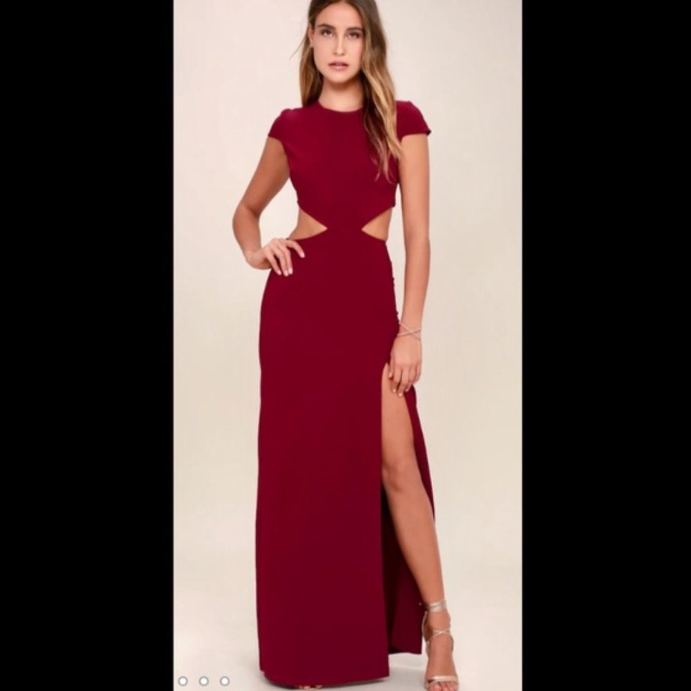 Wine Red CUt-Out Maxi dress